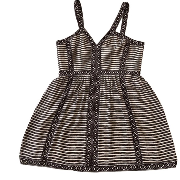 Beige black BCBGMAXAZARIA Dress mini summer Melania V neck sleeveless pleated 12 - Picture 4 of 16